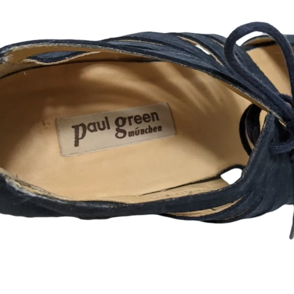 PAUL GREEN Suede Cutout Wedge Lace-Up Shoes 7.5
